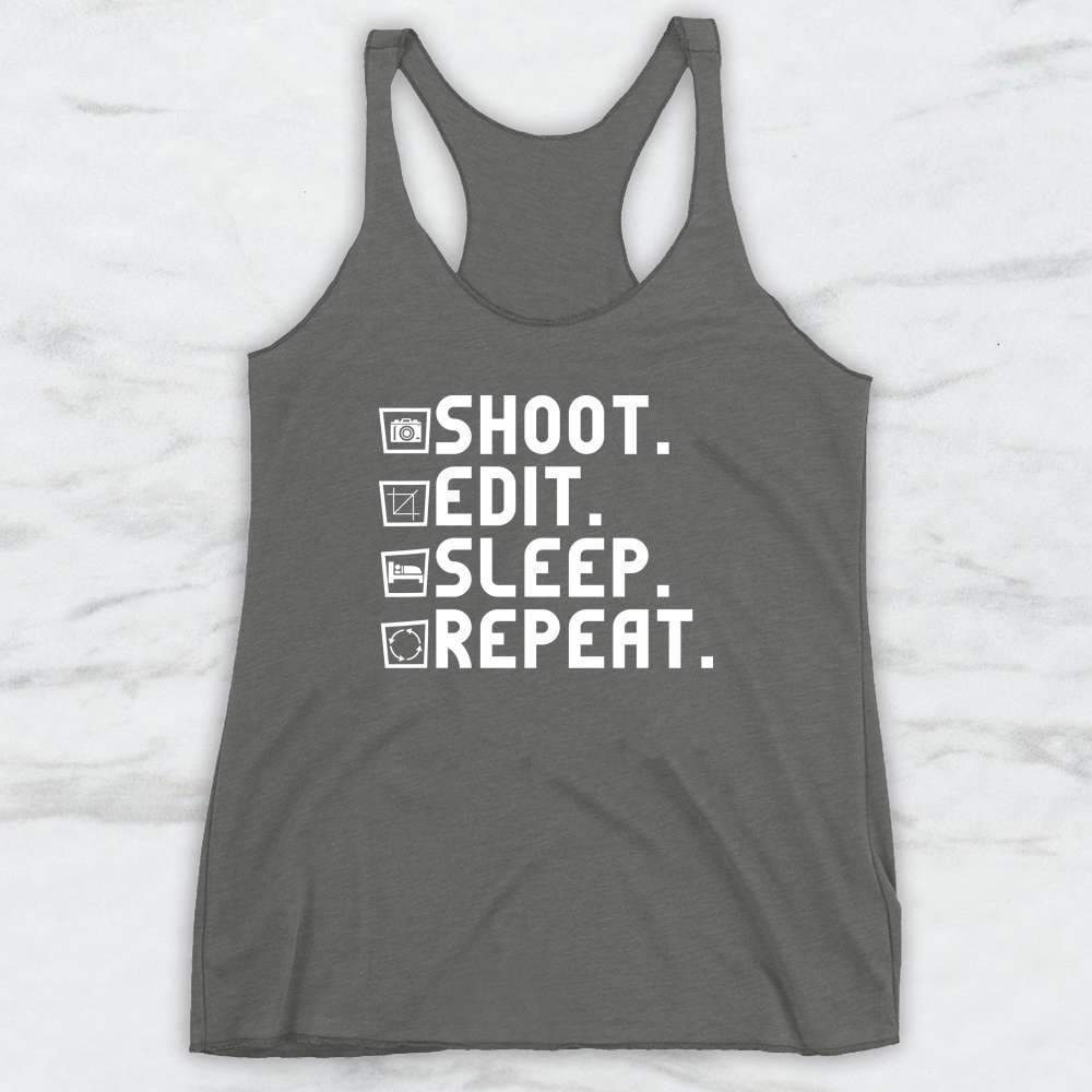 Shoot Edit Sleep Repeat T-Shirt, Tank Top, Hoodie For Men Women & Kids